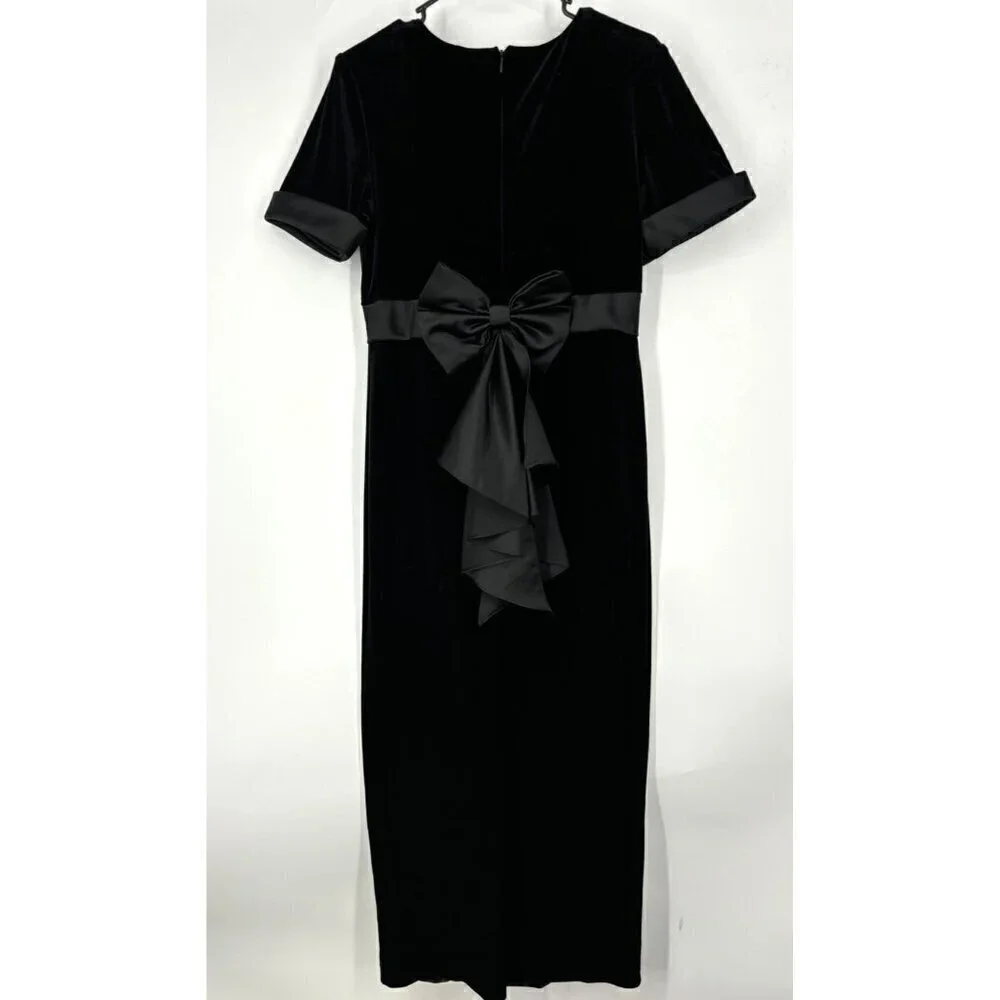 Vintage Velvet Maxi Bodycon Dress Black‎ Medium